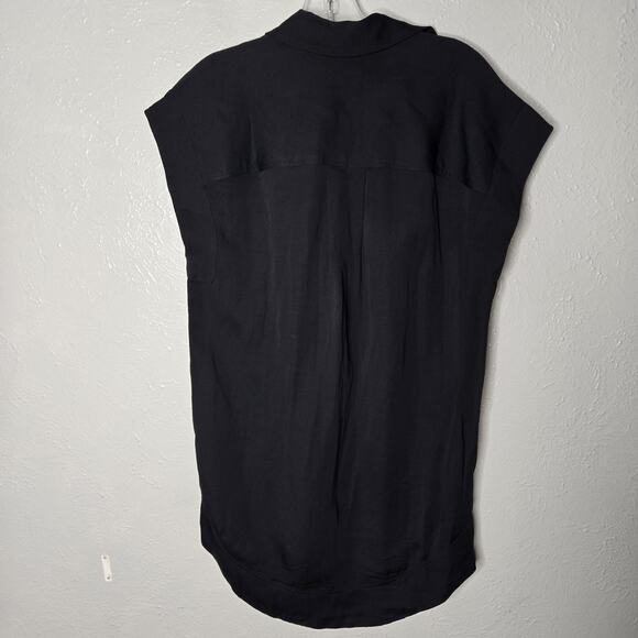 Madewell Utility Button Front Mini Dress Black Linen Blend Relaxed XXS NWT - Picture 9 of 11